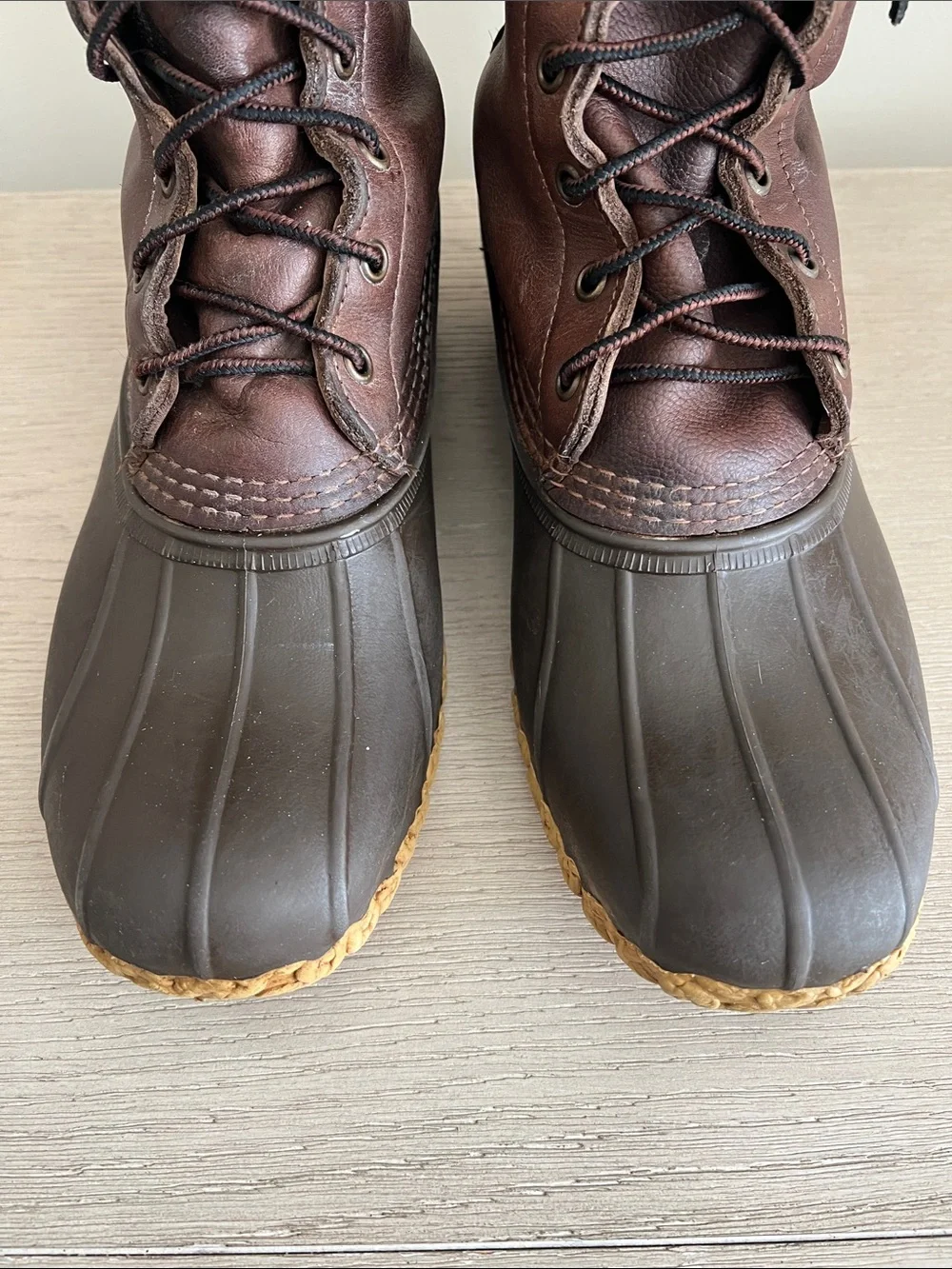 Men's L.L. Bean, Maine hunting shoe Brown Leather Lace-Up Duck Boots size 10